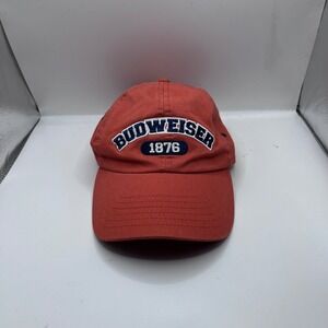 Budweiser Baseball Cap Mens OSFM Red Embroidered 1876 Dad Hat Adjustable Strap